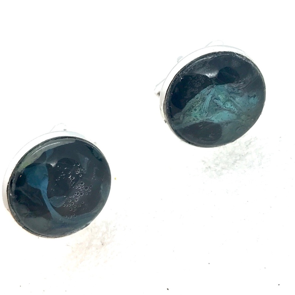 Cufflinks silver plated handcrafted glass